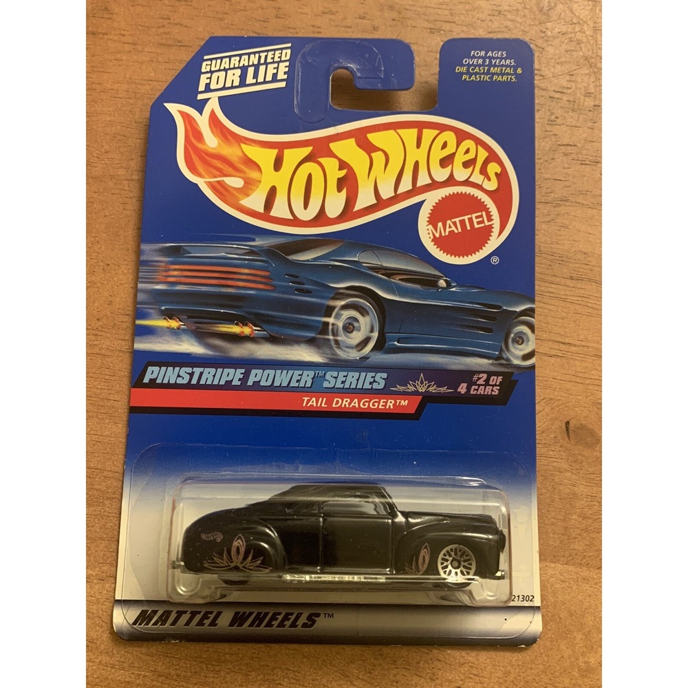 1998 Hot Wheels PINSTRIPE POWER SERIES TAIL DRAGGER BLACK 954 METAL BASE 1:64